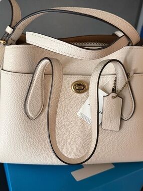 Coach Cream Pebbled Satchel with Gold Turnlock